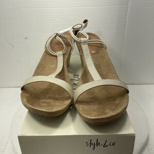 Style & Co Mulan Embellished Wedge Sandals, Brown, Women Size 12 Item#479